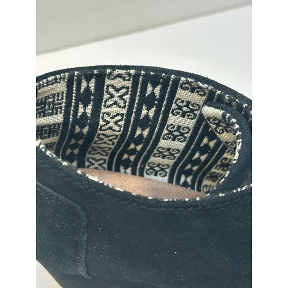 Toms Shoes Women 8.5 Desert Wedge Black Suede Bootie Lace Up Aztec Ankle Boots - Picture 2 of 9